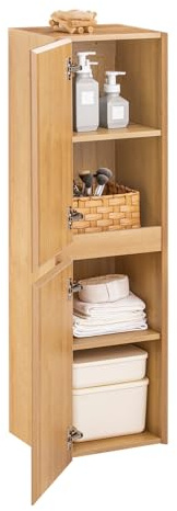 SoBuy Armario Alto de Baño Colgante Mueble Columna de Baño con 2 Puertas y 4 Estantes 35 x 30 x 120 cm BZR175-N ES