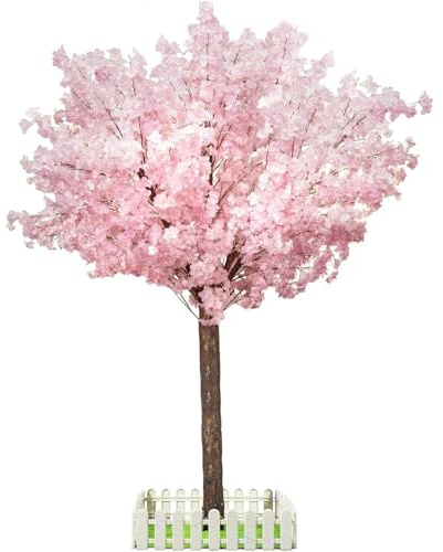 Künstlicher Kirschblütenbaum, handgefertigt, hellrosa, für drinnen und draußen, 1,2 m, 1,5 m, 1,8 m, 2,1 m hoch, künstlicher Baum mit natürlichem Holzstamm und lebensechten Blumen für Zuhause, Büro