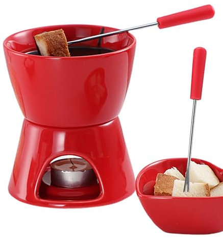 Set di tazze per fonduta di cioccolato, fonduta di cioccolato, fonduta di cioccolato, in ceramica, a microonde, con forchette, per picnic, feste,