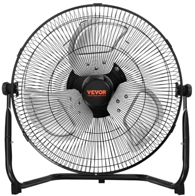 VEVOR Floor Fan, 3 Speeds High Velocity Heavy Duty 14 Inch Industrial Fan, 2560 CFM 360° Adjustable Tilt 19.69 ft/sec Airflow Large Metal Fan, for Home, Gym, Office, Garage, Commercial Shop & Bedroom