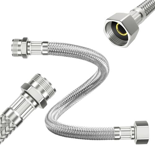 KILDOWS 2 Stück Flexschlauch 3/8 Zoll, 20cm Edelstahl Panzerschlauch 3/8 x 3/8 Flex Schlauch Armatur Anschlussschlauch Wasserhahn Verlängerung Schlauch für Wasserhahn Eckventil Wassererhitzer
