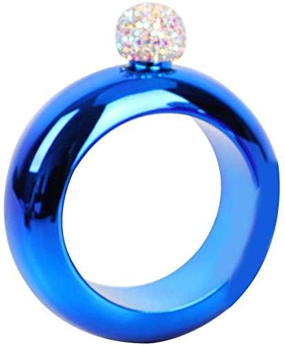Pulsera de petaca, pulsera de acero inoxidable para licor, mini recipiente portátil de alcohol, para fiesta de cumpleaños, club, bar (100 ml) (azul)