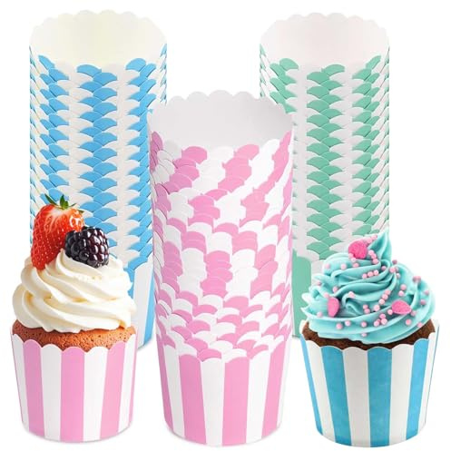 Cupcake Cases, 150PCS Cupcake Liners, Elegent Muffins Baking Cups, Muffin Cases for Baking, Muffin Cases Muffin Cupcake Cupcake Wrappers Paper for Birthday Parties Weddings(3 Colors)