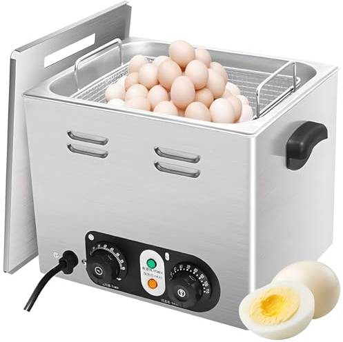 Coileur D'oeuf Commerciale, Fabricant D'œufs Pochés électrique Avec Panier En Filet, Contrôle De La Température De 30 à 100 ° C Et Minuteur 1h, Même Chauffage, Pour œuf Mou/œuf à Moitié