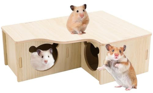 YICH Casa de Hámster Madera Casa para Hámster Casa para Cobayas para Hámsteres, Jerbos, Degús y Ratones Espinosos