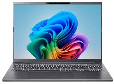Acer Aspire 16 AI (A16-11M-X0X3) AI Ordinateur portable, Copilot+ PC, écran 16 WUXGA IPS 120 Hz, Qualcomm Snapdragon X X1-26-100, 16 Go de RAM, SSD 512 Go, processeur graphique Qualcomm Adreno