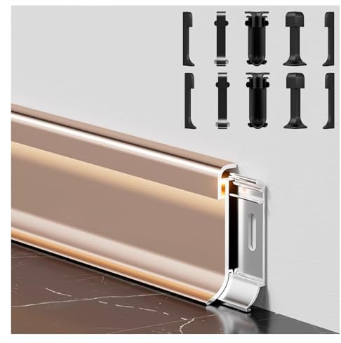 HAIXHX Veletta LED Soffitto Confezione da 10 battiscopa in alluminio da 100 cm, illuminazione a LED per pavimenti, modanature per cucina, bagno, ufficio e corridoio(Pink)