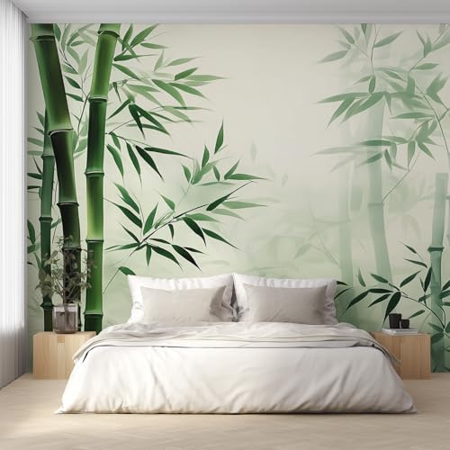 Générique Papier Peint Panoramique Forêt de Bambou, Papier Peint Feuilles de Bambou Fond pour Chambre Wallpaper, Fresque Murale pour Salon Salle Deco Murale, 300x210cm D&O138