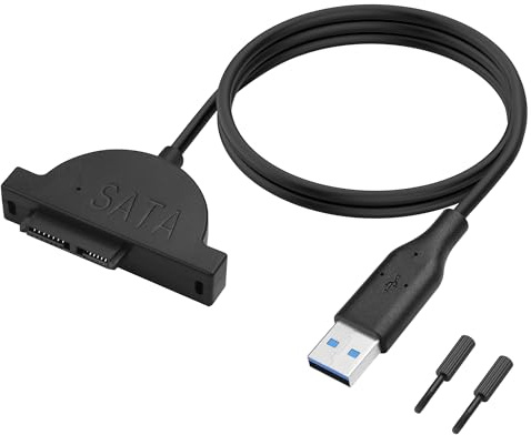 ELFJMZP Slimline SATA-till-USB 2.0-adapterkabel för bärbar dator CD/DVD-läsare - Slim SATA-omvandlare 7+6-stift 13-stift för extern optisk enhet (50 cm, svart)