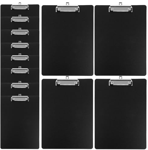 12 Stück Kunststoff Klemmbretter A4, 2.5mm Clipboard A4 Klemmbrettmappe mit Metalklemme und Aufhängeose, Klemmbretter Schwarz Zwischenablage für Schule, Büro, Zuhause