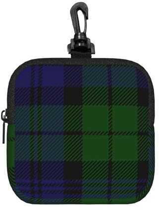 Black Watch Tartan Plaid,Quadratische Aufbewahrungstasche mit Reißverschluss, Neopren-Münzbeutel, kleine Geldbörse, Kleingeldbeutel, Münzbörse