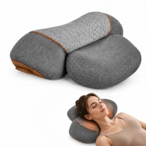 Cerviflex Almohada Cervical, Cerviflex Almohada Cervical Masaje 3 en 1, Masajeadora con Calor, Cervicales y Cuello con Vibración, Elevación Ajustable y 3 Modos (Gris)