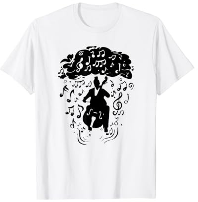 Musicien violoncelliste Pluie-Musique-Notes Violoncelle T-Shirt Graphique avec Valeur