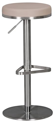 FineBuy Barhocker Edelstahl, höhenverstellbar 57-82 cm | Barstuhl 360 Grad drehbar mit Standfuß, Tresenhocker gepolstert, Bistrohocker für Küche und Theke