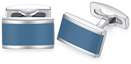 HONEY BEAR Herren Hochzeit Manschettenknöpfe Cufflinks Edelstahl Manschettenknopf (Blau)
