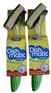 Dishmatic Washing Up Brush with Heavy Duty Sponge Easy Fill