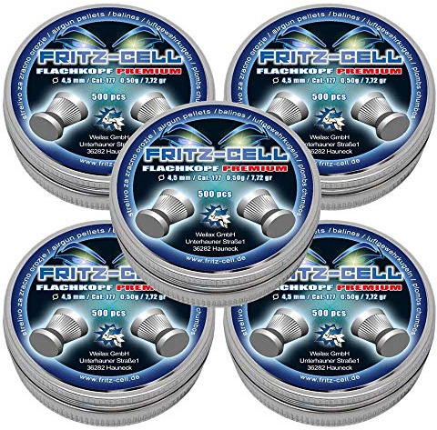 Fritz-Cell Diabolos 4,5 mm Flachkopf Premium für Luftgewehr – 2500 Stück