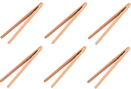 6 Holz Zangen 18cm Bambus Hot Pot Zangen Küchenzange Bambuszange BBQ Grillzange