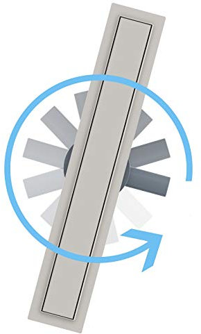 Aica Caniveau de Douche Italienne Acier Inoxydable 80 cm Siphon Sol Réglable D'évacuation le Modèle 2 en 1 + 360° à Carreler Drain de Douche Rectangulaire Extra Plat Argent