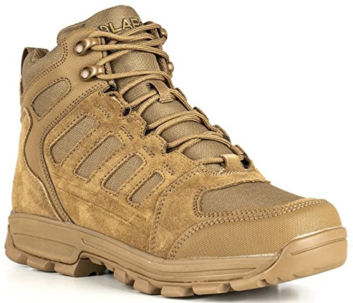 LA Police Gear LAPG Men's Terrain Mid Hiking Boots, Durable and Comfortable Outdoor Footwear for Trail, Work and Everyday Wear, Coyote, 10.5-Standard