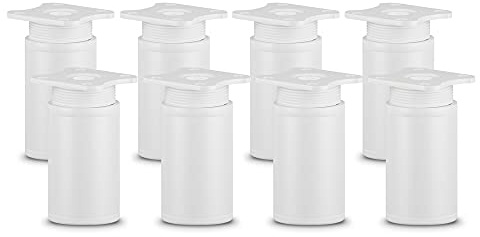 Sossai Piedini regolabili per mobili, set 8 pezzi, H 60 mm, bianco opaco, design moderno, profilo rotondo, modello MFR1, per armadi, comò