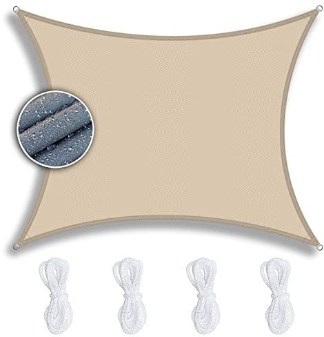 DYKL Vela Ombreggiante Rettangolare 3X6M， per Giardino Anti-Raggi UV Giardino Terrazza Piscina Vela Ombreggiante Triangolare Impermeabile -Bianco-Beige