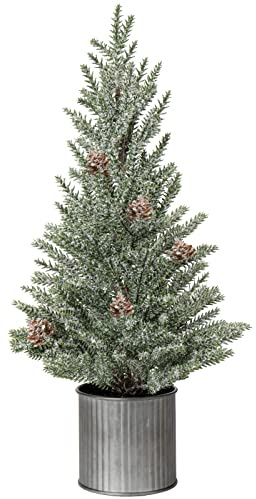 Oairse Mini Tabletop Weihnachtsbaum 45,8 cm / 18 Zoll Künstliche Kiefernzweige Bedeckt mit Schnee, für Weihnachtsdekoration Wohnkultur Küche Esstisch