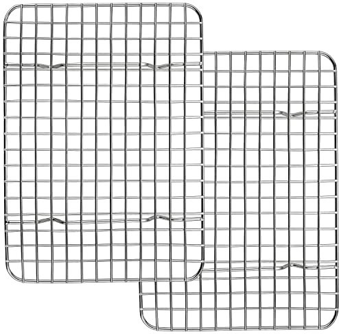 Joyfair Griglia di raffreddamento per torte, in acciaio inox, set da 2 pezzi, griglia rettangolare per cuocere, raffreddare, arrostire, grigliare, 29,8 cm x 22,8 cm x 2 cm, sana e antiruggine e