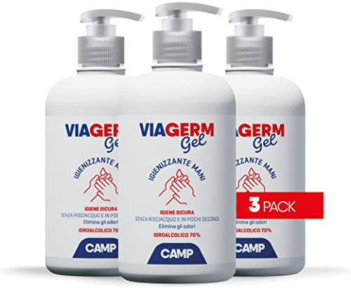 Camp VIAGERM Gel desinfectante de manos con 70% de alcohol, 500 ml x 3 pz