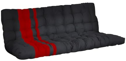 Vente-unique - Futon 135 x 190 cm spécial Banquette-lit ép.10cm - Noir et Rouge - MODULO