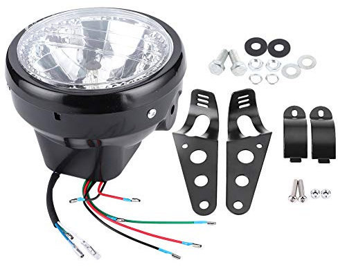 Qiilu Faro de Motocicleta Universal para Motocicleta, Foco de Luz de Señal de Giro, Faros de Motocicleta Redondos con Soporte para Motocicleta Eléctrica ATV