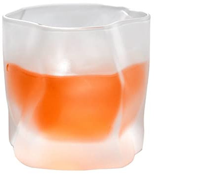 WMDSYGD Drinking Glasses Creative Irregular Design Crystal Frosted Glass Gold Edge Folds Whisky Tumbler Snifters Cup Beer Glasses (Capacity : 245ml, Color : Frosted)