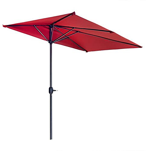 GALLIN Mezzo Ombrellone Ombrellone da Giardino Balcone Parasole Ombrello Parasole da 200 * 100cm Rettangolare con Manovella Bordeaux/Crema (Color : Wine Red, Size : 250 * 120cm)