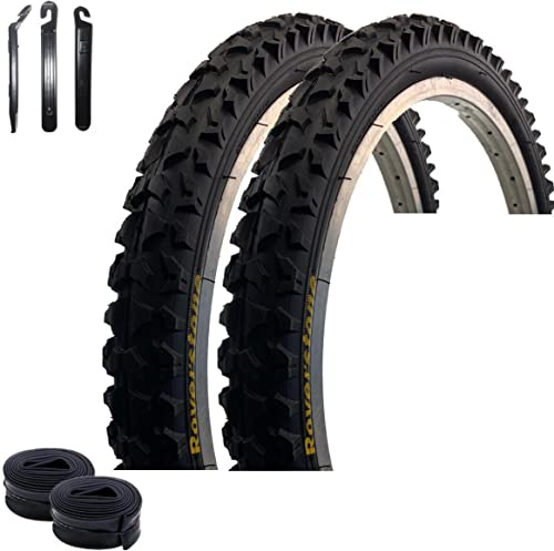 2 x Roverstone A109 20 Fahrradreifen Fahrradmantel Schwarz 57-406 (20 x 2,125) + 2 Schläuche DV inkl. Reifenheber
