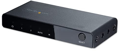 StarTech.com 2-Port 8K HDMI Switch, HDMI 2.1 Switcher 4K 120Hz/8K 60Hz UHD, HDR10+, HDMI Switch 2 in 1 Out, Auto/Manual Source Switching, Power Adapter and Remote Included (2PORT-HDMI-SWITCH-8K)