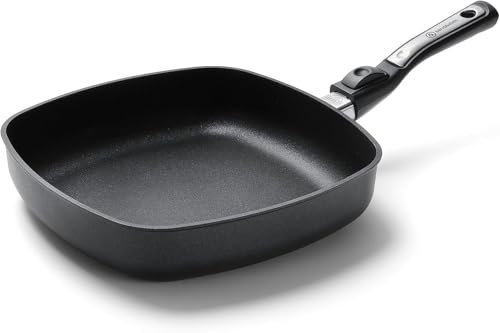 Bratpfanne eckig I Induktion I 24 x 24cm I Handmade in Germany I Hoher Rand I Für alle Herdarten geeignet I Antihaftbeschichtet I Abnehmbarer Stiel