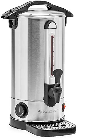 Forgast Chaudière à eau | Acier inoxydable | Capacité 9 litres | Distributeur d'eau | Chauffe-eau | Bouilloire | Bac collecteur | Deux poignées | Protection contre la surchauffe | Facile à nettoyer