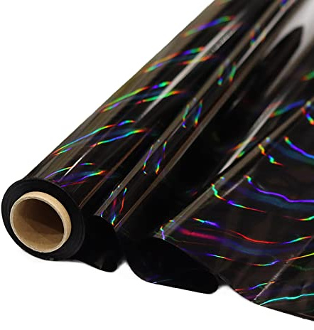 CMFYHM Rouleau de cellophane noir irisé I 86,4 cm de large x 30,5 m de long I coloré cellophane parfait pour les paniers, cadeaux, friandises