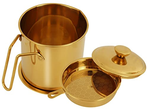 Blueden Bacon Grease Container with Fine Strainer and Lid-44 oz Oil Storage Container,Oil Strainer for Deep Fryer,Filter Oil Pot,Suitable for Storing Frying Oil and Cooking Grease for kitchen.Gold