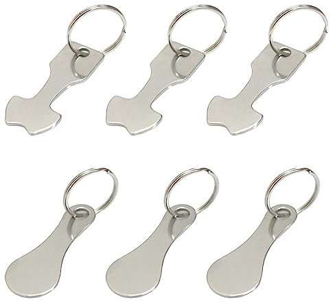WeddHuis 6 Piezas Carrito, Desbloqueo De Carro Metálico Chip Carrito Compras Extraíble Moneda para Carro Compra Llavero Herramienta Chip Chip Compras para Carritos De La Compra, Fichas Carritos