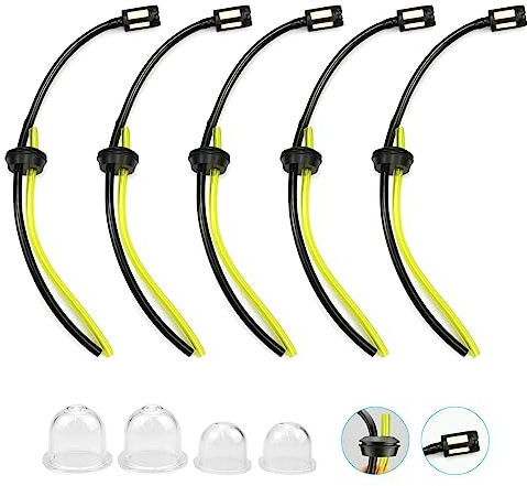Hyakoz 5 Stück Universal Benzinschlauch Kit Mit Kraftstoffschlauch, Benzinfilter Und 4 Vergaser-Dichtungen für Freischneider, Trimmer, Mower, Heckenschere