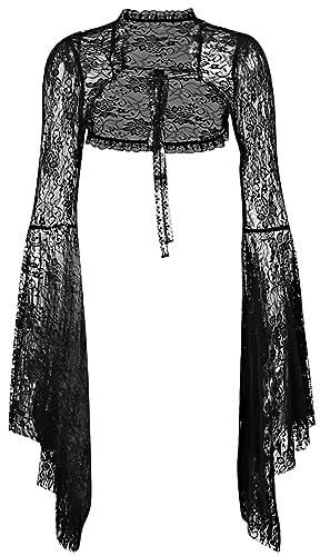 keland Gotico Lolita Coprispalle in Pizzo Bolero Top Cardigan Copri Spalle Gothic con Maniche Lunghe per Donne (Nero-1, Small)