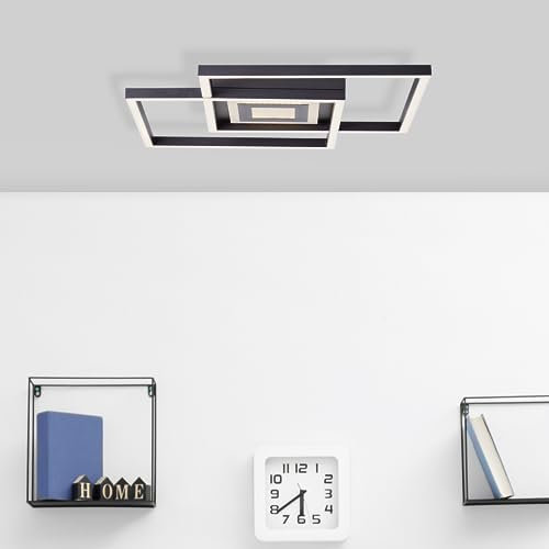 Lightbox LED Deckenlampe mit 40 x 30 cm - zeitlose Deckenleuchte - dimmbar in 3 Stufen - 34 W - 3600 lm - 3000 K - aus Metall/Kunststoff - in Schwarz