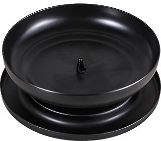 ERBO Kerzenständer Metall mit Dorn 1cm, Moderne Dekorative Kerzenhalter, Kerzenständer für Hochzeit, Weihnachten, Wohnzimmer, Adventskranz, Kommunions & Taufkerzen (Ø 10cm, Schwarz)