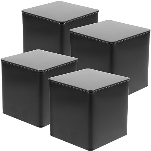 EXCEART Boîtes Hermétiques En Fer Blanc 4 Pièces Pour Conservation De Café Thé Sucre Et Épices Avec Couvercles Scellés Et Protection Contre L'Humidité