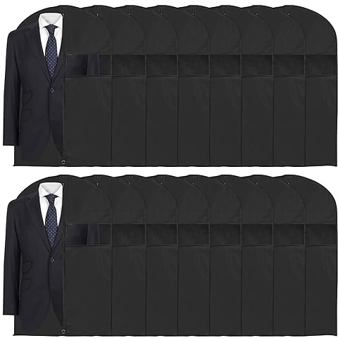PATIKIL 40Inch Extra Long Garment Bag for Closet Storage and Travel 16 Pack Waterproof Suit Protector Bags with Clear Window & Zipper for Hanging Clothes for Women Men Coat Jacket (40x24)