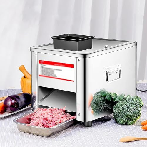 Qiang 850W 200Kg/H Tagliacarne Commerciale, Tagliacarne Portatile, Tagliacarne Elettrico per Affettatrice di Carne da Ristorante,Strisce,Cubi,Macinati,15mm