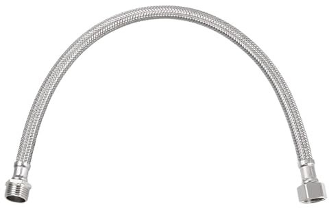 QUARKZMAN 16 Zoll langer Wasserhahn-Zulaufschlauch, G3/8 weibliches Druckminderungs-Gewinde x G1/2 männlicher Anschluss gerades Gewinde, 304 Edelstahl-Wasserzulaufschlauch