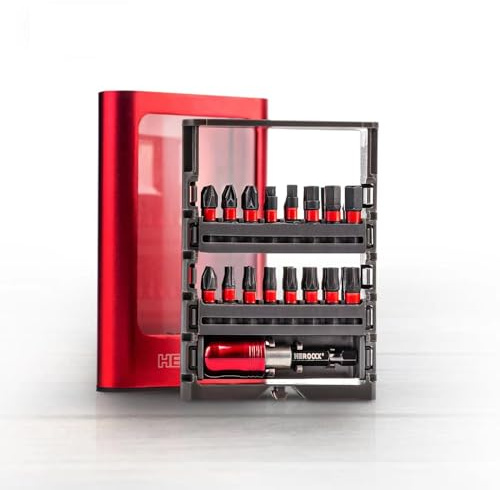 HEROCKX 33-tlg Schlagschrauber Bit Set,Schrauberbit Set (accessories for screw applications, Torx Und Security Torx, Hex, Inkl. Schnellwechsel-Bithalter) Zubehör für Elektrowerkzeuge