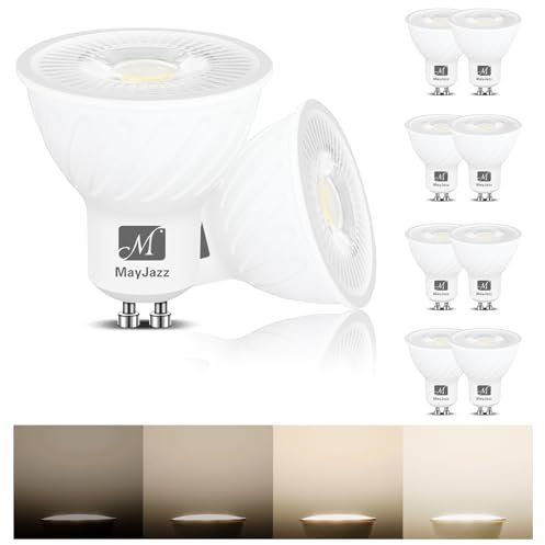 M MayJazz GU10 LED Dimmbar Tageslichtweiß, 7W 4000K Neutralweiß, Ersatz für 70W Halogenlampen, PAR16 38 Grad Abstrahlwinkel 600LM AC 220V GU10 Spot, 10er Pack